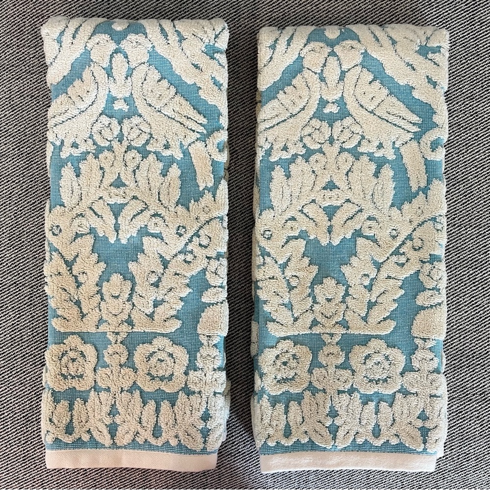 Anthropologie Embroidered Cotton Hand Towels (2)